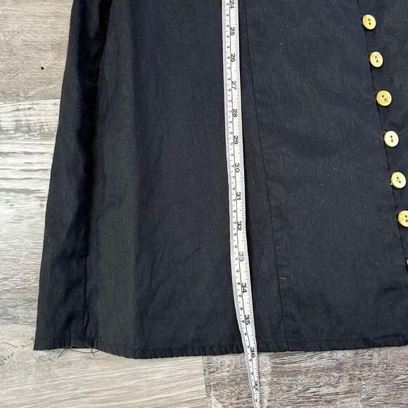 J.Crew Black Linen Button-Front Midi Dress Puff Sleeves Lined Size 4 - Picture 6 of 8